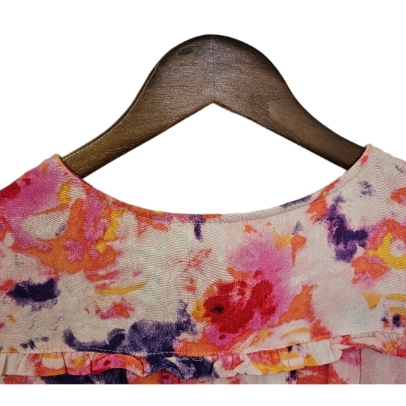 Betsy Johnson boho flutter dress floral multicolor v-neck ruched waist 8 - Picture 10 of 16